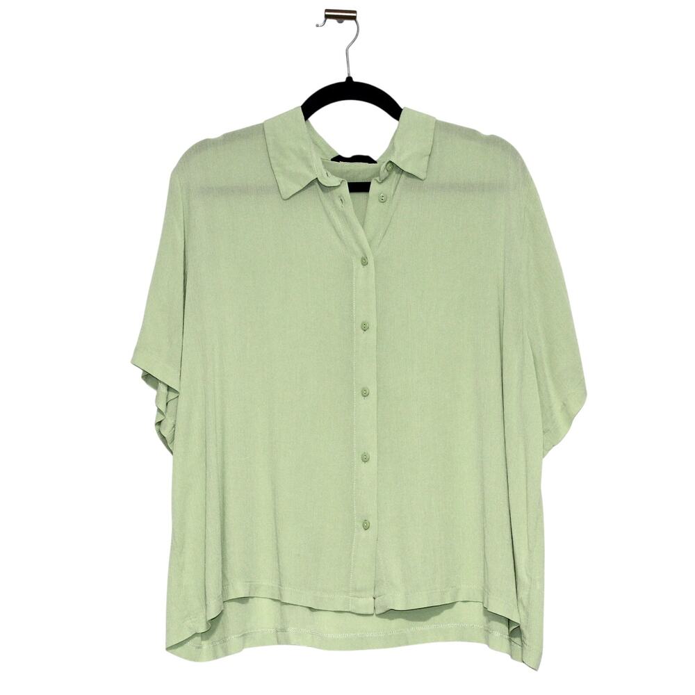 Defacto Green Button Down Blouse Short Sleeve Size 3XL